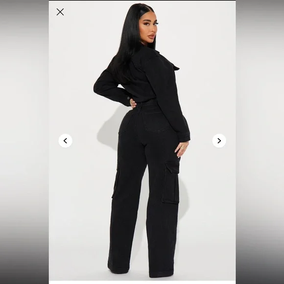 Stylish Black Cargo Jumpsuit - Picture 3 of 5